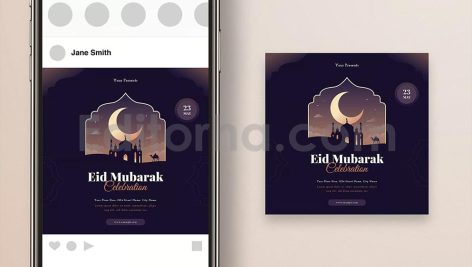 دانلود مجموعه لایه باز قالب اینستاگرام عید رمضان Eid Mubarak Flyer