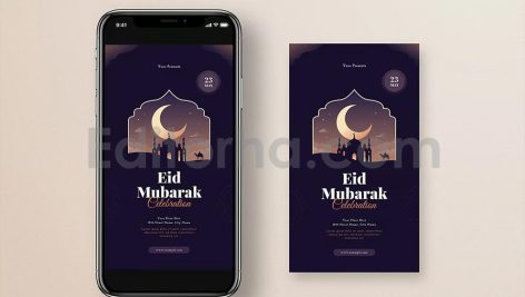 دانلود مجموعه لایه باز قالب اینستاگرام عید رمضان Eid Mubarak Flyer