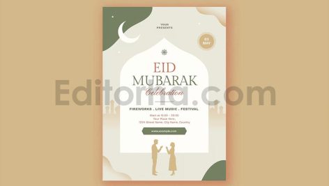 دانلود مجموعه لایه باز قالب اینستاگرام جشن رمضان Eid Mubarak Flyer