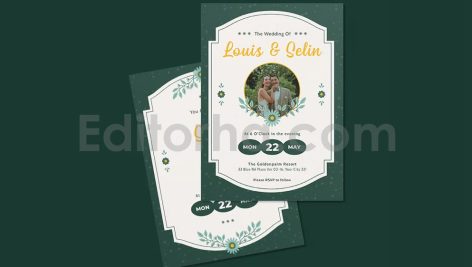 دانلود لایه باز کارت دعوت عروسی زیبا Elegant Wedding Invitation Template