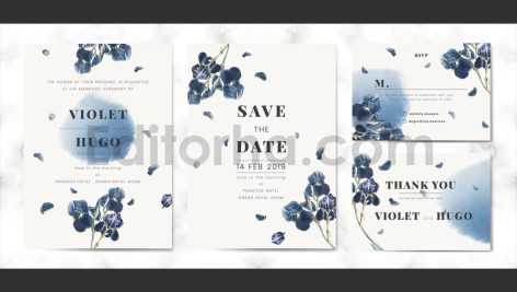 دانلود لایه باز مجموعه کارت دعوت عروسی گلدار Floral wedding invitation set