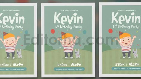 دانلود فایل لایه باز کارت دعوت تولد بامزه Happy Birthday invitation