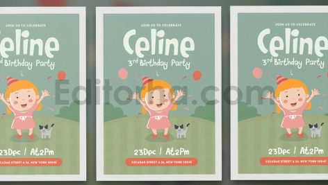 دانلود فایل لایه باز کارت دعوت تولد بامزه Happy Birthday invitation