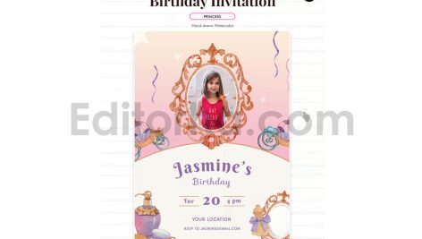 دانلود فایل لایه باز کارت دعوت تولد دخترونه birthday invitation card