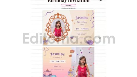 دانلود فایل لایه باز کارت دعوت تولد دخترونه birthday invitation card