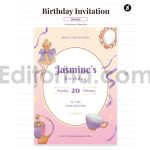 دانلود فایل لایه باز کارت دعوت تولد دخترونه birthday invitation card