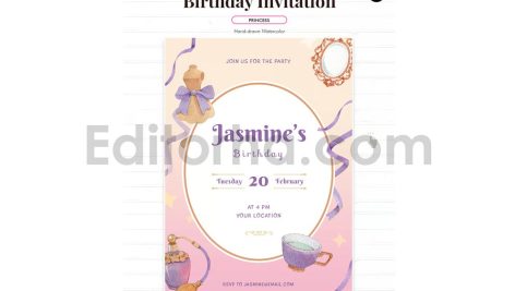 دانلود فایل لایه باز کارت دعوت تولد دخترونه birthday invitation card