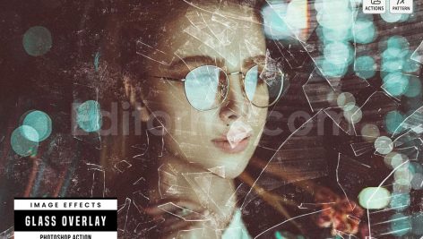دانلود اکشن فتوشاپ شیشه شکسته glass overlay effect
