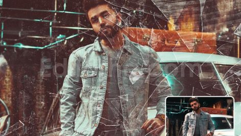 دانلود اکشن فتوشاپ شیشه شکسته glass overlay effect