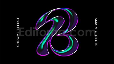 دانلود افکت متن کروم Glowing chrome text and logo effect