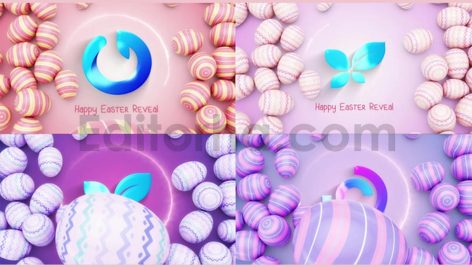 دانلود پروژه آماده افترافکت: لوگو موشن تخم مرغ رنگی عید Happy Easter Reveal