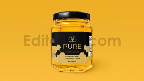 دانلود لایه باز لیبل شیشه عسل Honey Jar Label Design