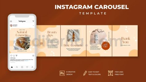 دانلود مجموعه 5تایی لایه باز قالب اینستاگرام معرفی محصولات Instagram Carousel