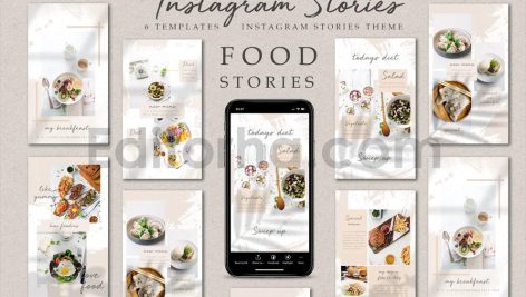 دانلود مجموعه 6تایی لایه باز قالب اینستاگرام غذا Instagram Food Stories
