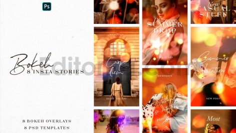 دانلود مجموعه لایه باز قالب اینستاگرام با افکت بوکه Bokeh Instagram Stories