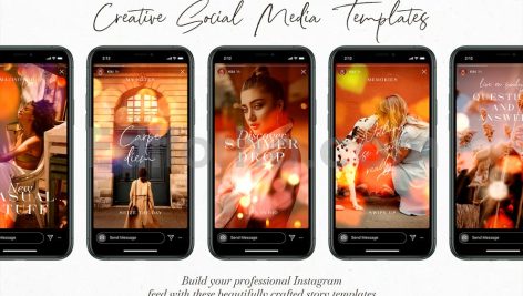 دانلود مجموعه لایه باز قالب اینستاگرام با افکت بوکه Bokeh Instagram Stories