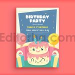 دانلود لایه باز کارت دعوت تولد کودک Kids Birthday Invitation