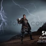 دانلود 50 اکشن فتوشاپ افکت رعد و برق 50 lightning photo overlays