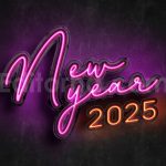 دانلود افکت متن نئونی سال جدید میلادی 2025 قابل ویرایش Neon Style New Year 2025