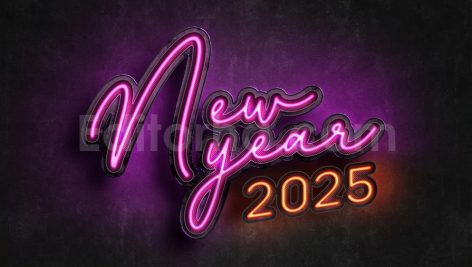 دانلود افکت متن نئونی سال جدید میلادی 2025 قابل ویرایش Neon Style New Year 2025