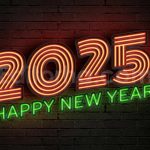 دانلود افکت متن نئونی سال جدید میلادی 2025 قابل ویرایش Neon Style New Year 2025