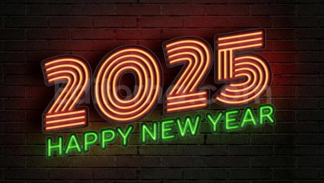دانلود افکت متن نئونی سال جدید میلادی 2025 قابل ویرایش Neon Style New Year 2025