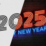دانلود افکت متن نئونی سال جدید میلادی 2025 قابل ویرایش Neon Style New Year 2025
