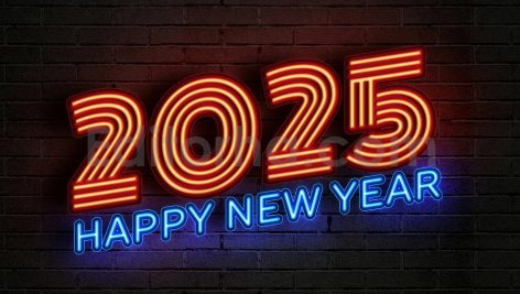 دانلود افکت متن نئونی سال جدید میلادی 2025 قابل ویرایش Neon Style New Year 2025