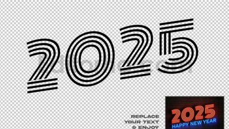 دانلود افکت متن نئونی سال جدید میلادی 2025 قابل ویرایش Neon Style New Year 2025