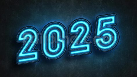 دانلود افکت متن نئونی سال جدید میلادی 2025 قابل ویرایش Neon Style New Year 2025