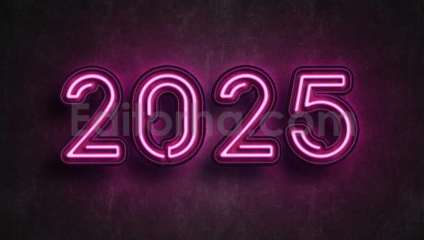 دانلود افکت متن نئونی سال جدید میلادی 2025 قابل ویرایش Neon Style New Year 2025