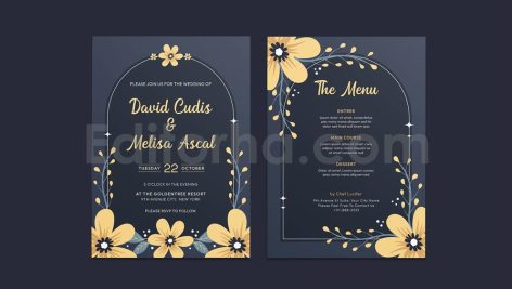دانلود لایه باز کارت دعوت عروسی گلدار بهاری Spring Wedding Invitation