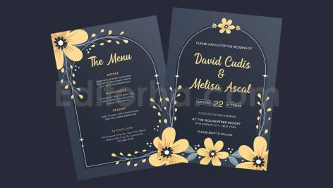 دانلود لایه باز کارت دعوت عروسی گلدار بهاری Spring Wedding Invitation