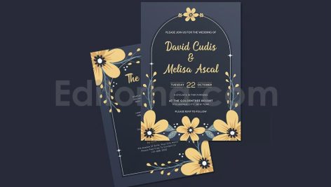 دانلود لایه باز کارت دعوت عروسی گلدار بهاری Spring Wedding Invitation