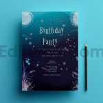 دانلود فایل لایه باز کارت دعوت تولد شیک Birthday invitation card