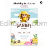 دانلود فایل لایه باز کارت دعوت تولد تم تابستانی birthday invitation card