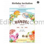 دانلود فایل لایه باز کارت دعوت تولد تم تابستانی birthday invitation card