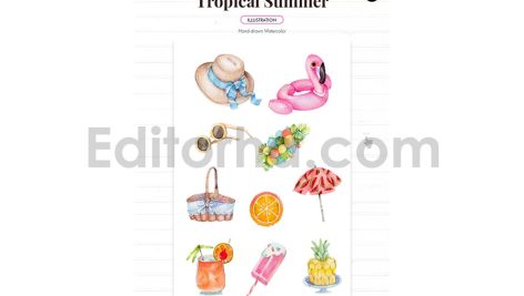 دانلود فایل لایه باز کارت دعوت تولد تم تابستانی birthday invitation card