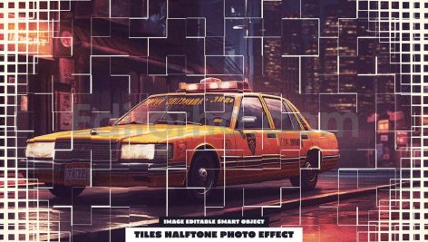دانلود افکت عکس هافتون طرح موزاییکی Tiles Halftone Photo Effect