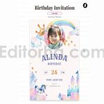 دانلود فایل لایه باز کارت دعوت تولد تم یونیکورن birthday invitation card