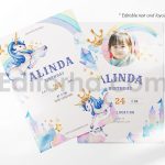 دانلود فایل لایه باز کارت دعوت تولد تم یونیکورن birthday invitation card