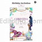 دانلود فایل لایه باز کارت دعوت تولد تم جادوگر birthday invitation card
