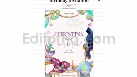 دانلود فایل لایه باز کارت دعوت تولد تم جادوگر birthday invitation card