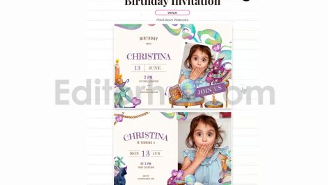 دانلود فایل لایه باز کارت دعوت تولد تم جادوگر birthday invitation card
