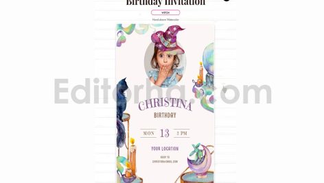 دانلود فایل لایه باز کارت دعوت تولد تم جادوگر birthday invitation card