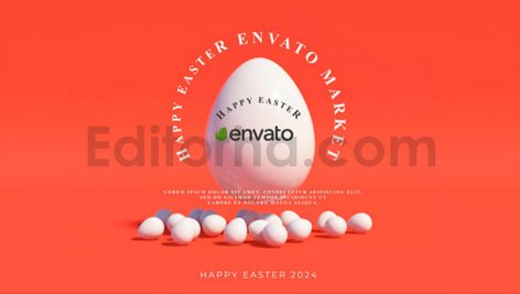 دانلود پروژه آماده افترافکت: لوگو موشن تخم مرغ رنگی عید Happy Easter Logo V2