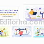 پکیج موشن گرافیک و کاراکتر و صحنه های آماده ویژه تدوین ویدیو با افترافکت
