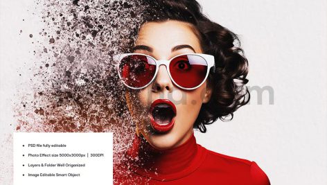 دانلود افکت پراکندگی اجزای عکس - اسپلش رنگ Splash dispersion photo effect