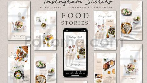 دانلود مجموعه 6تایی لایه باز قالب اینستاگرام غذا Instagram Food Stories