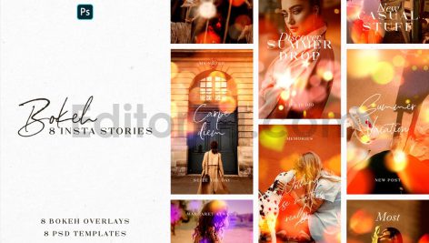 دانلود مجموعه لایه باز قالب اینستاگرام با افکت بوکه Bokeh Instagram Stories